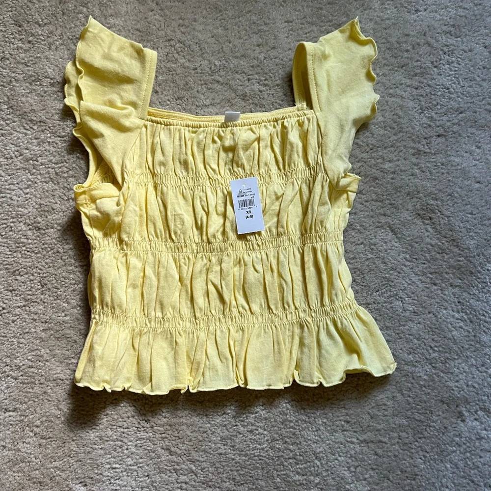 GAP Yellow Ruffled Blouse- Kids Size XS NWT